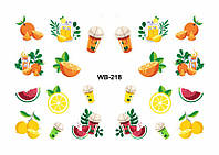 Слайдер дизайн Водный слайдер дизайн для ногтей с яркой печатью на любой фон с белой подложкой фрукты