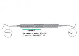 Ніж пародонтологічний KО1-2L , двосторонній, подовжене лезо, металева ручка.