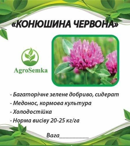Насіння Конюшини червоної магниченої багаторічної посівної, 1кг урожай 2021 р