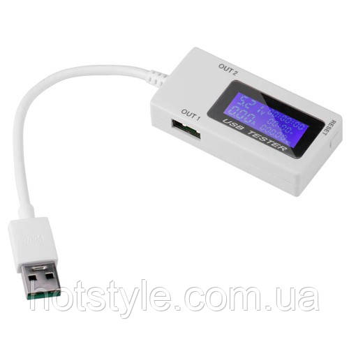 USB тестер струму, напруги, потужності 4-30В 0-5А 2xUSB з таймером, 101480