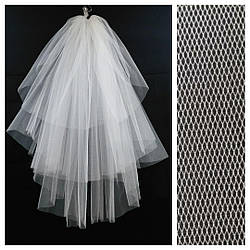 Фата класична обрізна пишна 3 шари. на гребені