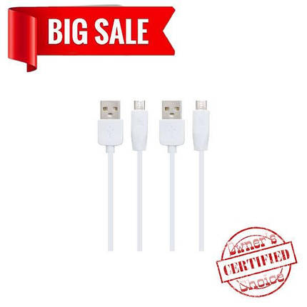 USB кабель Hoco X1 1m 2 шт. Micro белый, фото 2