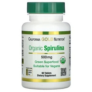Спіруліна органічна, сертифікат USDA Organic, 500 мг, 60 таблеток California Gol