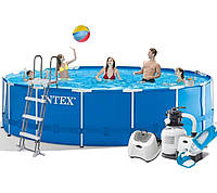 Каркасный бассейн Intex, 457х122 см (хлоргенератор 5 г/ч, фильтр 6000 л/ч, лестница, тент, подстилка, набор)