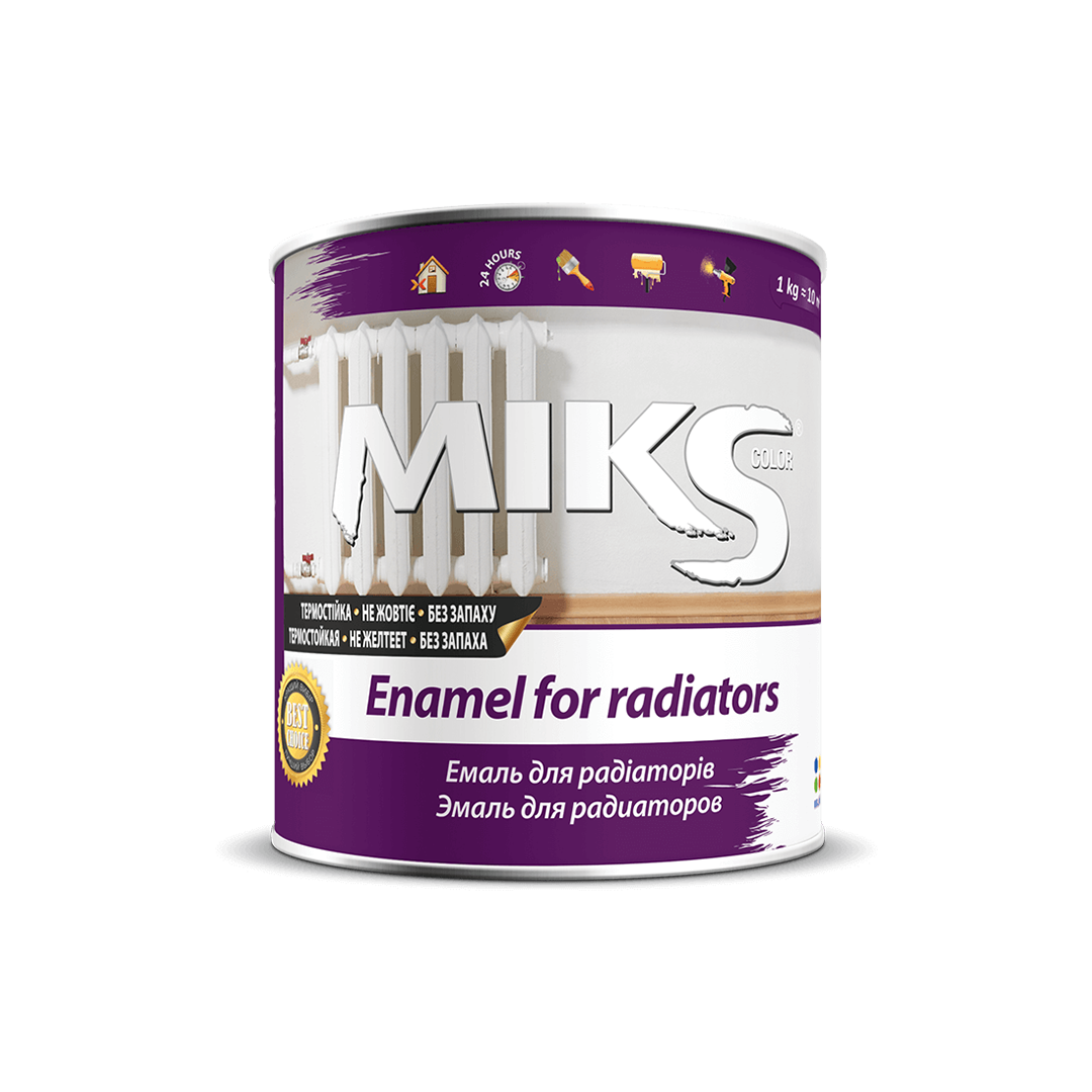 Алкідна радіаторна емаль Miks Color білий 0.9кг, фото 1