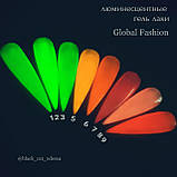 Зелений, салатовий неоновий люмінесцентний гель лак, що світиться в темряві для нігтів Global Fashion 8мл №3, фото 5