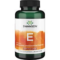 Витамин Е (Vitamin E) токоферолы Tocopherols 1000IU Swanson Premium 60 капс.