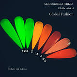 Кораловий неоновий люмінесцентний гель лак, що світиться в темряві для нігтів Global Fashion 8мл №9, фото 5