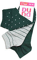 Носки женские и подростковые, набор 3 пары, зеленые/серые, р. 23-25, Дюна