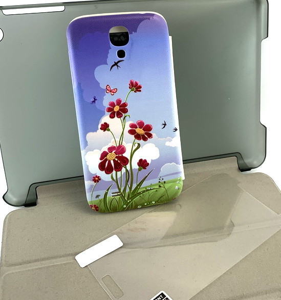 Samsung Galaxy S4 i9500 чохол книжка-кришка протиударний боковий з принтом квіти плівка