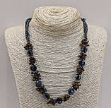 Кольє з натурального каменю Тигрове око., фото 4