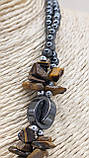 Кольє з натурального каменю Тигрове око., фото 2