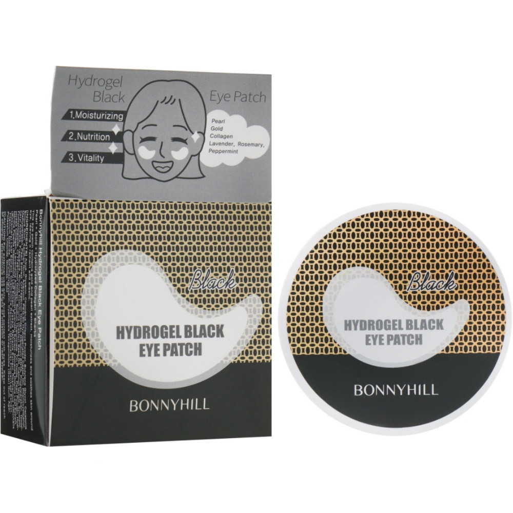Антивікові гідрогелеві патчі Bonnyhill Hydrogel Black Eye Patch 60 шт 90 г (8809087932424), фото 1