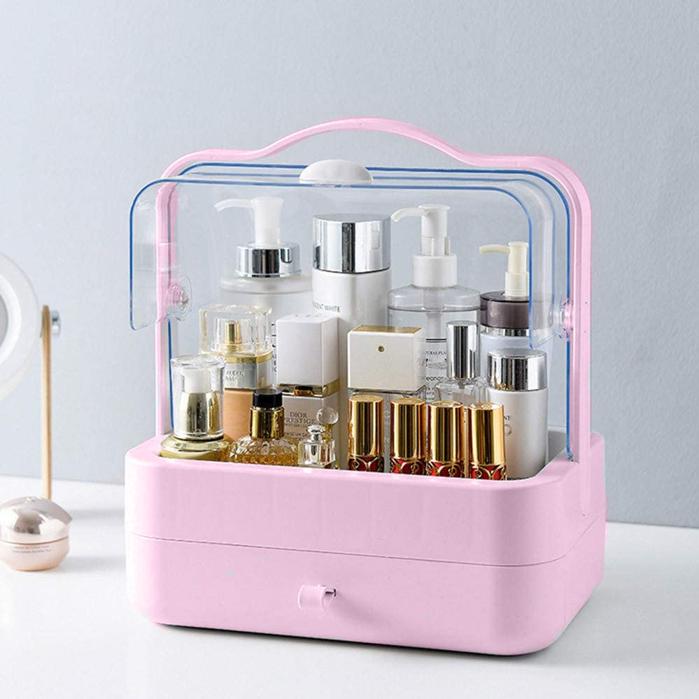 Органайзер для косметики Пилезахисний Водонепроникний Cosmetic Storage Box LD 388 Настільний бокс Рожевий