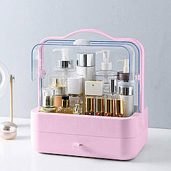 Органайзер для косметики Пилезахисний Водонепроникний Cosmetic Storage Box LD 388 Настільний бокс Рожевий