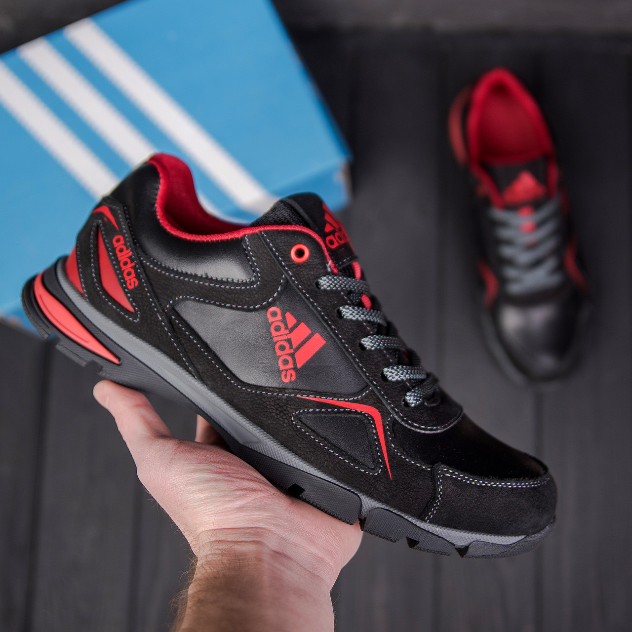 Чоловічі шкіряні чорні кросівки від українського виробника, фото 1