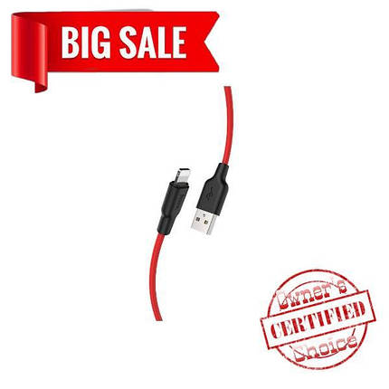 USB кабель Hoco X21 Plus 1m Lightning чёрно-красный, фото 2