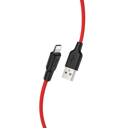 USB кабель Hoco X21 Plus 1m Lightning чёрно-красный, фото 2