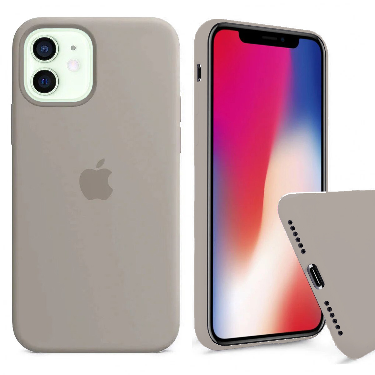 Чохол Silicone FULL case для IPhone 12 Mini Pebble сірий