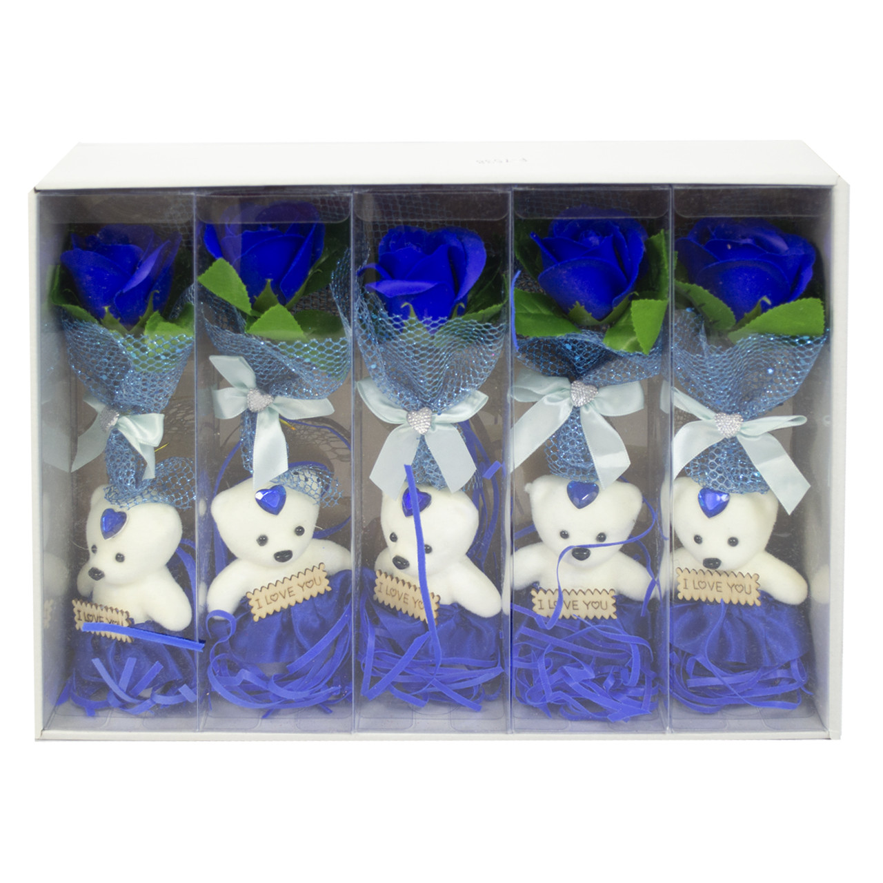 Мыло сувенирное Роза синяя с мишкой в прозрачной колбе (100) - фото 3 - id-p1360534684
