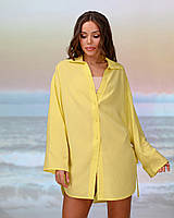 Короткая пляжная туника-рубашка.Цвет желтый. Размер 42-44