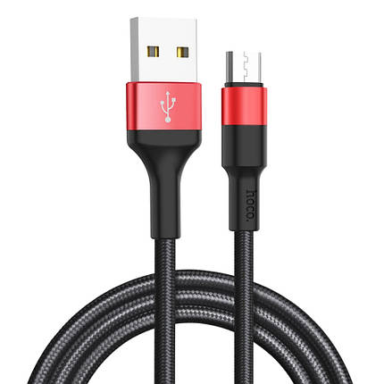 USB кабель Hoco X26 1m Micro чёрно-красный, фото 2