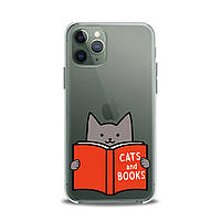 Чехол силиконовый для Apple iPhone (Cats and Books) 5s/SE2020/6s+/7plus/8+/X/XsMax/Xr/11Pro/12mini5G