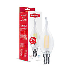 LED лампа MAXUS филамент C37 4W 4100K 220V E14 Frosted (1-MFM-732)