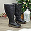 Чоботи жіночі чорні шкіряні на товстій підошві. Батал!, фото 2