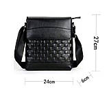 Сумка чоловіча месенджер Leather Collection (8867) чорна шкіряна, фото 3