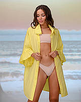 Коротка пляжна туніка-сорочка. Колір-жовтий. Розмір 42-44