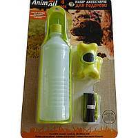 Набор для прогулок (бутылка+поилка+диспенсер+пакеты) Анималл MG8602 жёлтый