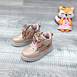 Хайтопи кросівки черевики демісезонні весняні розмір 21 для дівчинки, з мигалками, рожеве золото, фото 3