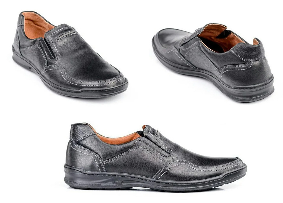 Чоловічі шкіряні туфлі Чорні Comfort Walk black, чорні чоловічі демісезонні повсякденні. Чоловіче взуття, фото 1