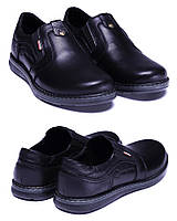 Мужские кожаные туфли Kristan black old school, черные мужские демисезонные повседневные. Мужская обувь