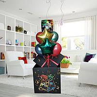 Коробка-сюрприз с гелиевыми шарами в стиле "Гарри Поттер" + Наклейки + композиция из шаров+декор