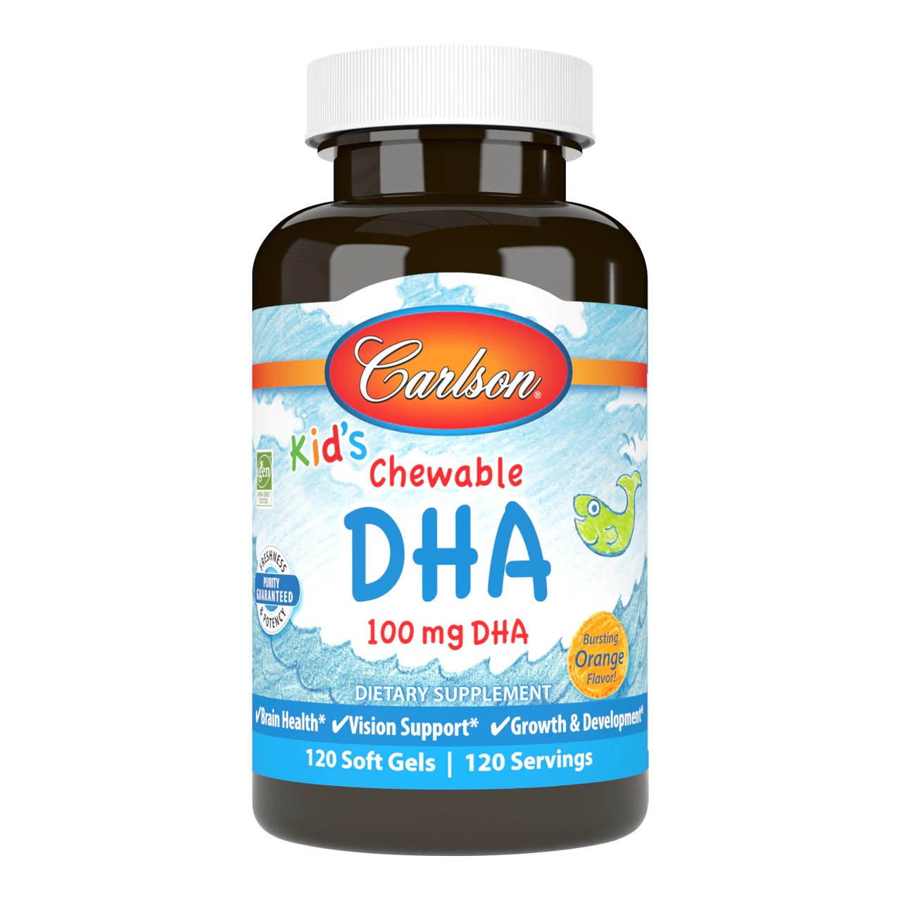 Carlson Kid's Chewable DHA жувальні Omega-3 для дітей смак апельсин, 120 ЖК