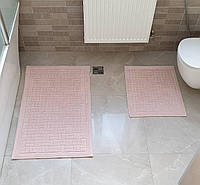 Набор хлопковых ковриков для ванной комнаты Zeron 60*100 + 50*60 Сotton mat пудра 2