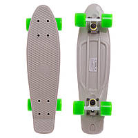 Скейт пенни борд фиш Fishskateboards Penny Board SK-401-38: серый/салатовый