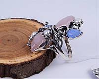 Кольцо серебряное "Арамиль" с натуральными камнями 925 пробы арт. 01489