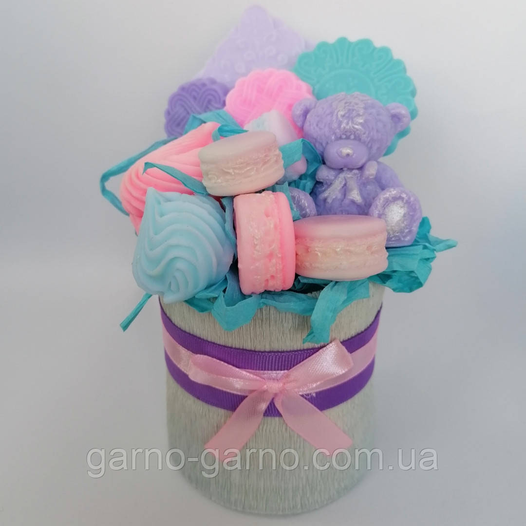 Мило букет мильних солодощів квіткова композиція з мила ручної роботи мильний букет подарунок на 8 березня