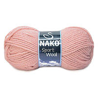 Толстая пряжа Nako Sport Wool (нитки для вязания полушерсть Нако Спорт Вул) 25% шерсть 75% акрил 2406 пудра