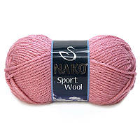 Толстая пряжа Nako Sport Wool (нитки для вязания полушерсть Нако Спорт Вул) 25% шерсть 75% акрил 2276 роза