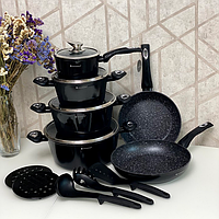 Набор посуды с мраморным антипригарным покрытием 15 предметов Edenberg EB-5611