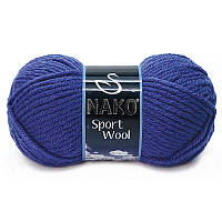 Толстая пряжа Nako Sport Wool (нитки для вязания полушерсть Нако Спорт Вул) 25% шерсть 75% акрил-10472 василек