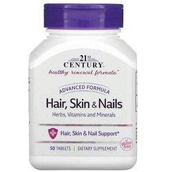 Вітаміни для дівчат 21st Century Hair, Skin & Nails Vitamins and Minerals (50 таблеток.)