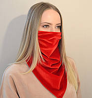 Жіноча захисна шийна хустка-маска з оксамиту. Червоний