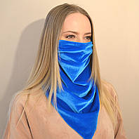 Женский защитный шейный платок-маска из бархата. голубой