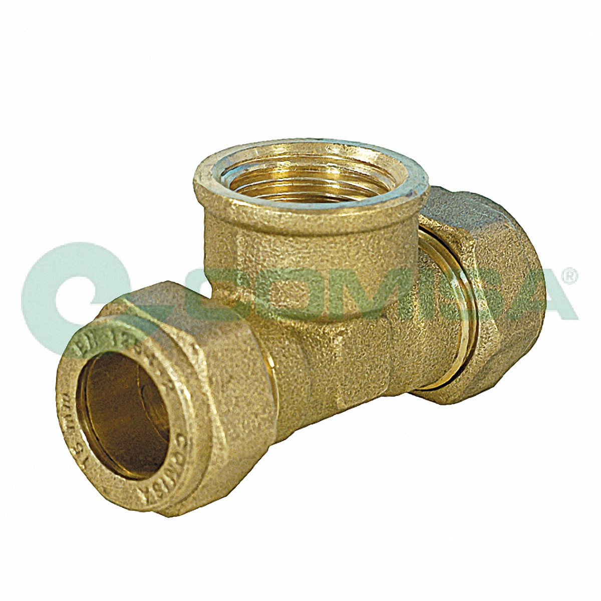 Трійник затискний 15мм х 1/2"х 15мм Comisa з внутрішньою різьбою (84.04.005), фото 1