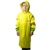 Дощовик дитячий з капюшоном і місцем під рюкзак унісекс Minshen качечка жовтий - M (5-7 лет)